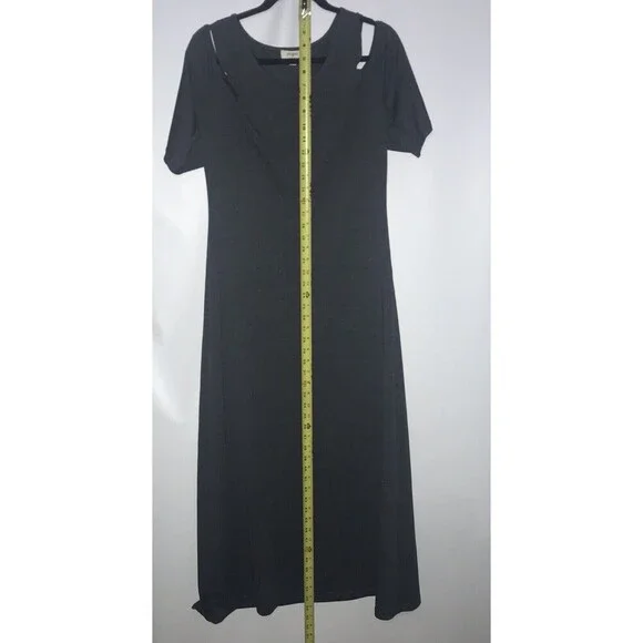Umgee Dress cut-out shoulder Women's Large Grey Short Sleeve Long Maxi Knit - Picture 5 of 7